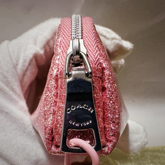 Coach Glittery Pink Coin Pouch make up pouch - Picture 9 of 15